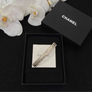 CHANEL Gold Crystal Embellished Hair Clip